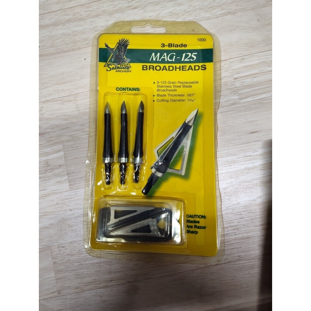 Satellite MAG-125 Stainless Steel 3-Blade 125gr Broadheads 3 pack New